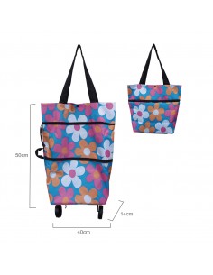 多功能折疊購物車-小花(PP袋)