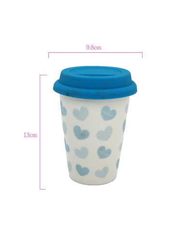 雙層隔熱瓷杯 -天藍桃心