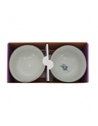 手造唐草6.75"拉麵2碗2筷(掀蓋盒)