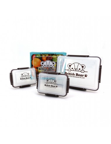 英國熊長方密扣保鮮盒 三入-盒裝