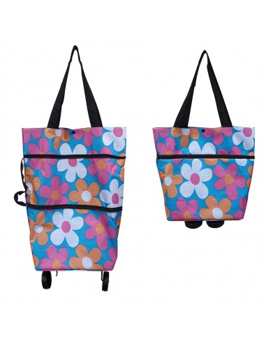 多功能折疊購物車-小花(PP袋)