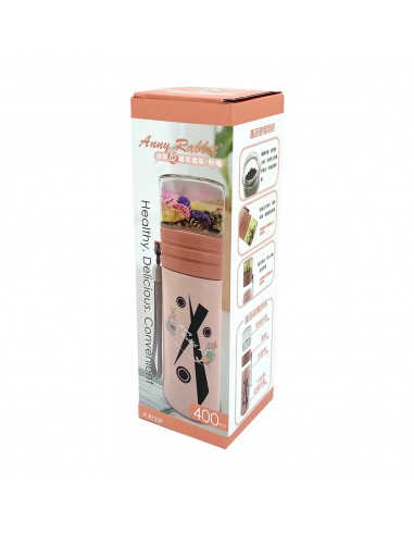 安妮兔健康反轉玻璃瓶 400ml-粉橘