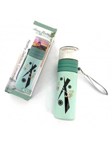 安妮兔健康反轉玻璃瓶 400ml-粉綠