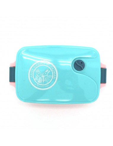 安妮兔台製撞色便當盒-粉底藍蓋