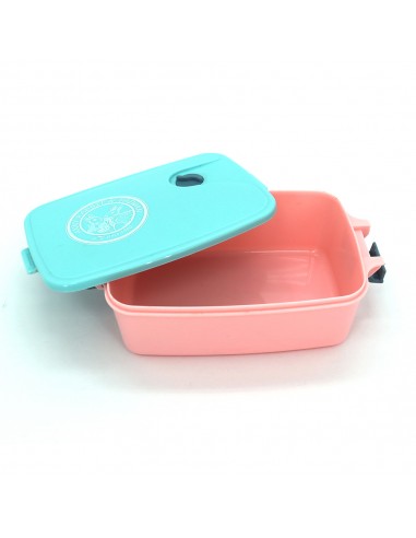 安妮兔台製撞色便當盒-粉底藍蓋