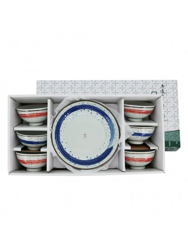 手繪雲彩6碗2盤