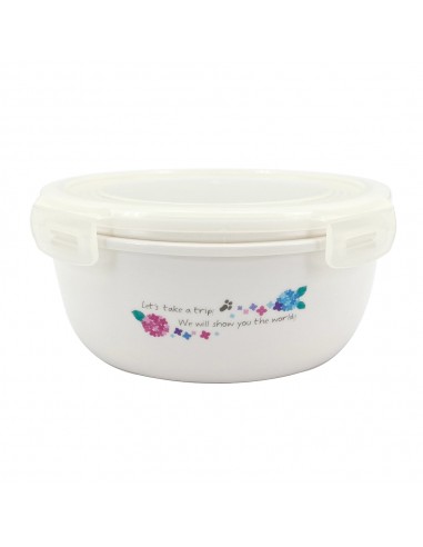 安妮兔陶瓷密扣蓋碗820ml繡球花+保鮮提袋