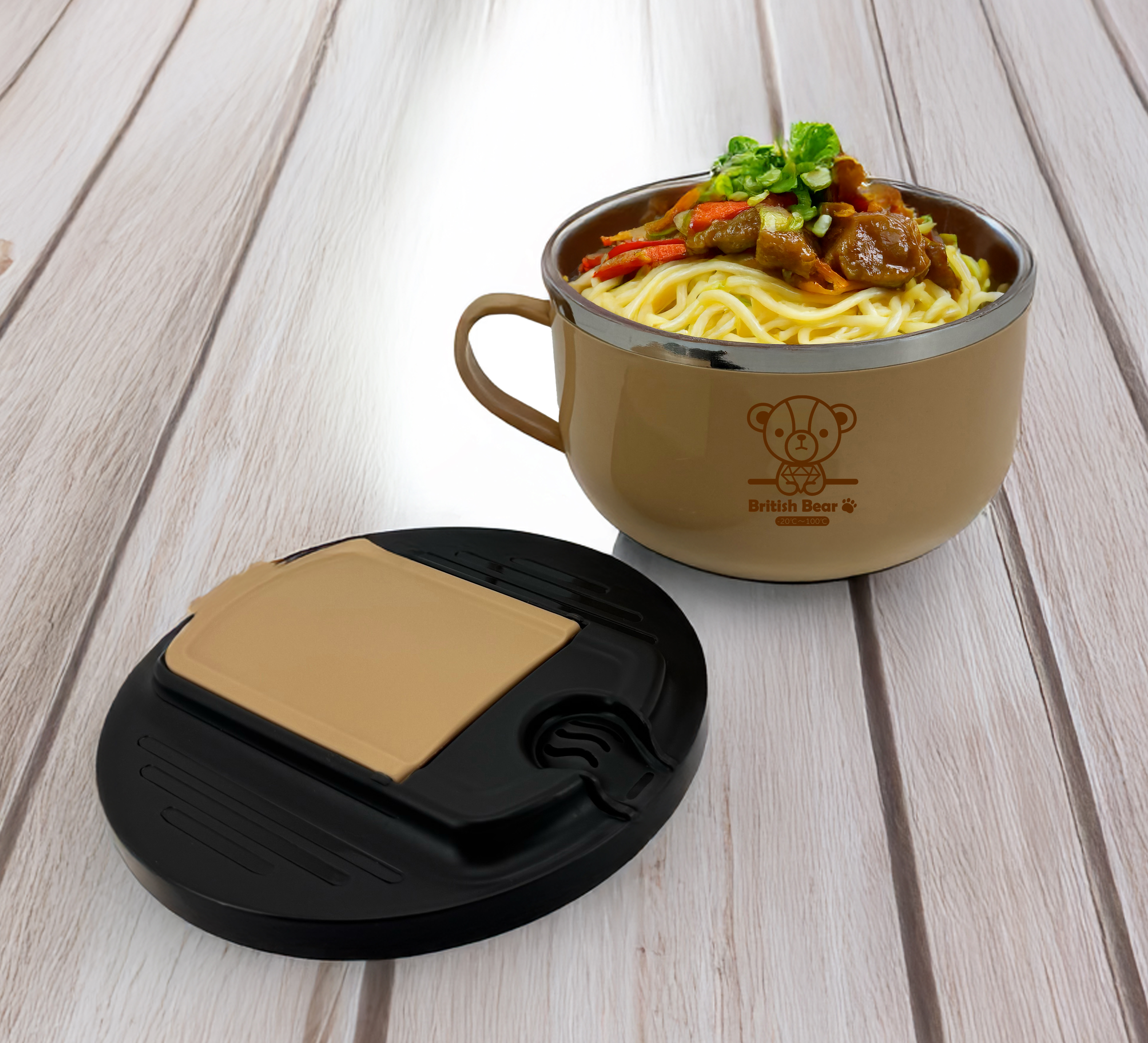 英國熊不鏽鋼置物泡麵碗-900ml